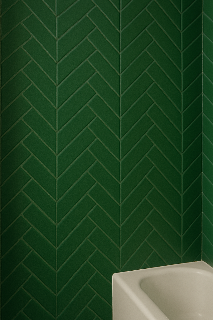 Forrest Green Bathroom Tile Trend - Herringbone and Chevron shower and bathroom remodel ahwatukee