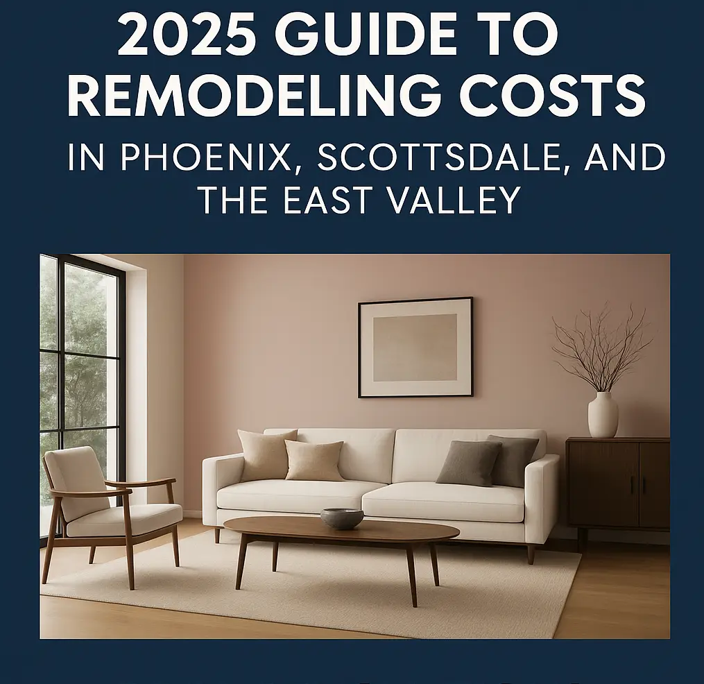 Promotional graphic for 2025 remodeling cost guide in Phoenix, Scottsdale, and the East Valley