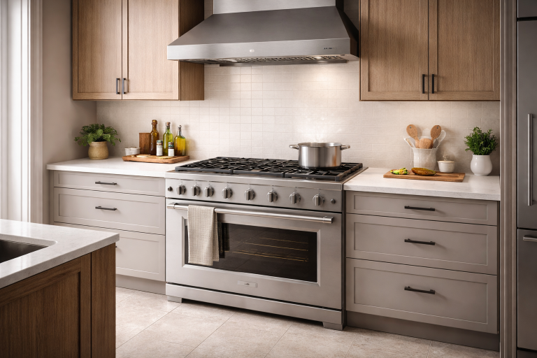 Modern kitchen with an understated range designed for performance and everyday cooking