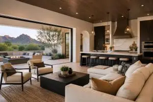 Modern Scottsdale home remodeling project featuring open concept living, luxury kitchen, and indoor outdoor design